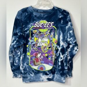 Buc-ee's Fall 2023 Pinball Blue Tie Dye Crew Fleece Sweatshirt Small